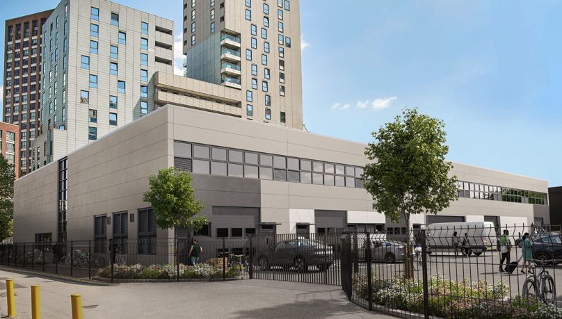 A view of an industrial estate. CGI of Poplar Business Park following redevelopement works. 