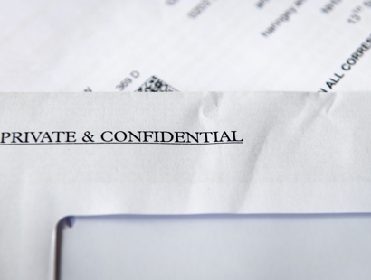 A letter with a 'private and confidential' label on it. 