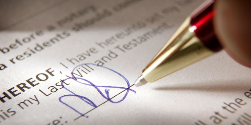 The signing of a last will and testament. WInning with a will