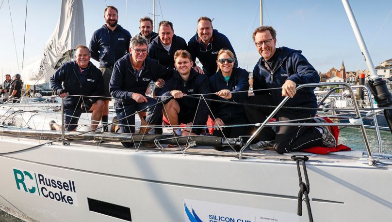 The russell-cooke corporate and commercial team aboard the Russell-Cooke yacht for the Russell-Cooke Silicon Cup Regatta 2024